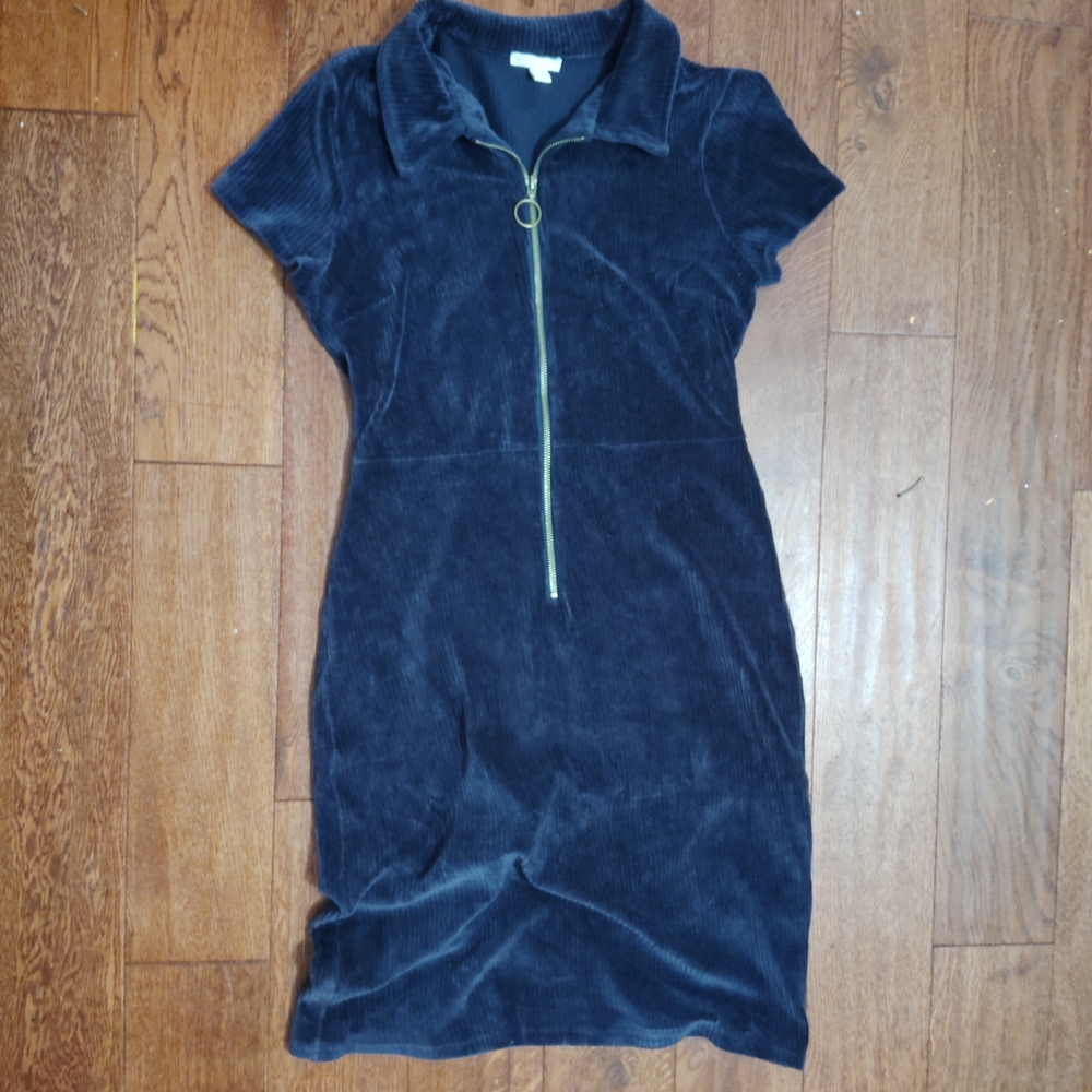 Chic Navy Corduroy Mini Dress